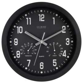 12" BLK Plas Wall Clock