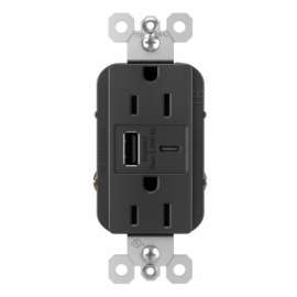 15A BLK USB AC Outlet