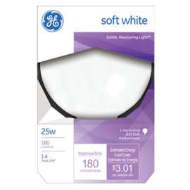 GE25W 3" WHT Globe Bulb