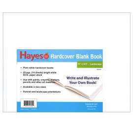 Plain white hardcover blank book, 28 pages (14 sheets) Measures 11"w x 8.5"h