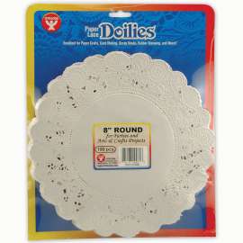 Round Paper Lace Doilies, 8", White, 100 Per Pack, 3 Packs