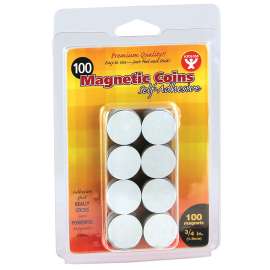 Self-Adhesive Magnetic Coins, 3/4-Inch, 100 Per Pack, 6 Packs