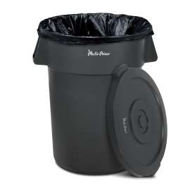 Plastic Prince 44 Gallon Round Trash Can with Lid Garbage Can Gray Waste Container for Home Garage Restaurants Warehouses