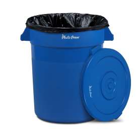 Plastic Prince 20 Gallon Round Trash Can Container with Lid Blue Plastic Commercial Garbage Bin for Home Garage Restaurants Warehouses