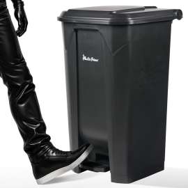 Plastic Prince Step-On Trash Can with Lid, Hands-Free Plastic Waste Container with Foot Pedal, Indoor & Outdoor Garbage Bin for Kitchen, Office, Garage and Commercial Use
