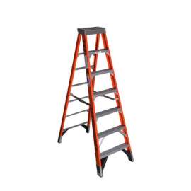 Werner 7 ft. H Fiberglass Step Ladder Type IAA 375 lb. capacity