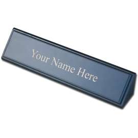 Dacasso Blackwood and Leather Nameplate