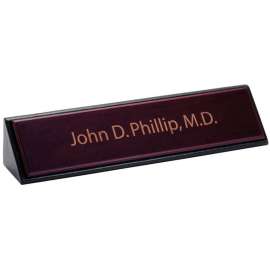 Dacasso Rosewood & Leather Nameplate