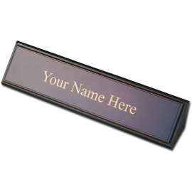 Dacasso Walnut & Leather Nameplate