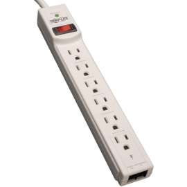 Tripp Lite Surge Protector Power Strip 120V 6 Outlet RJ11 4' Cord 790 Joule, 6 x NEMA 5-15R, 1800 VA, 790 J, 120 V AC Input