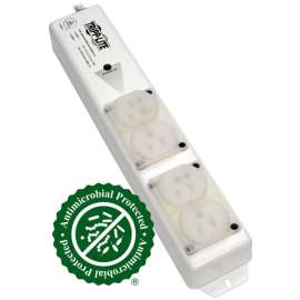 Tripp Lite Safe-IT Power Strip Hospital Medical Antimicrobial 120V 4 Outlet UL60601-1 UL60950-1 Metal - NEMA 5-15P - 4 NEMA 5-15R Hospital Grade - 15ft