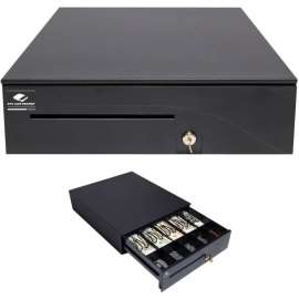 APG Cash Drawer Heavy Duty Series 100 Cash Drawer: T320-BL1616, 5 Bill x 5 Coin, Dual Media Slot, Painted Front, MultiPRO 320 Interface 24V