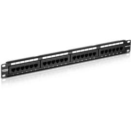 TRENDnet 24-Port Cat5-5e RJ-45 UTP Unshielded Patch Panel, Wallmount or Rackmount, 100Mhz, Color-Coded Labeling, Cat5,Cat5e,Cat4,Cat3 Compatible, 1U Rackmount, Black, TC-P24C5E, Cat5/5e 24-port Unshielded Patch Panel