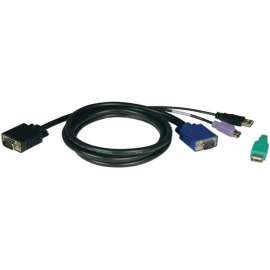 Tripp Lite 10ft USB / PS2 Cable Kit for KVM Switches B040 / B042 Series KVMs, HD-15 Male, HD-15 Male, mini-DIN (PS/2) Male, Type A Male USB, 10ft"