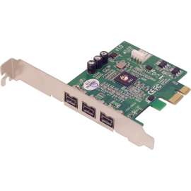 SIIG NN-FW0012-S1 FireWire Adapter, 3 x 9-pin FireWire 800 Female IEEE 1394b FireWire, Plug-in Card, Retail