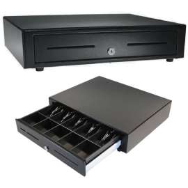 apg Standard- Duty 19â Electronic Point of Sale Cash Drawer , Vasario Series VB320-BL1915 , Printer Compatible , Plastic Till with 5 Bill/ 5 Coin Compartments , Black