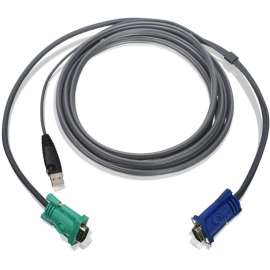 IOGEAR USB KVM Cable, HD-15 Male, Type A Male USB, 10ft, Dark Gray