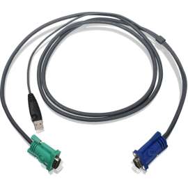 IOGEAR USB KVM Cable, HD-15 Male, Type A Male USB, 6ft, Dark Gray