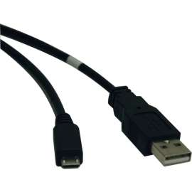 Tripp Lite Black 3ft USB-2.0 Hi Speed A to Micro-B USB Male/Male Cable 3', Type A Male USB, Micro Type B Male USB, 3ft, Black
