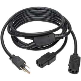 Tripp Lite Computer Power Cord Y Splitter Cable 5-15P to 2x C13 6ft 18 AWG, (NEMA 5-15P to 2x IEC-320-C13) 6-ft.