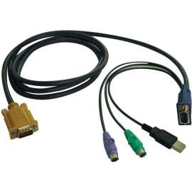 Tripp Lite 6ft USB / PS2 Cable Kit for KVM Switches B020-U08 / U16 & B022-U16, HD-18 Male Keyboard/Mouse/Video, HD-15 Male VGA, Type A Male USB, mini-DIN (PS/2) Male Keyboard, mini-DIN (PS/2) Male Mouse, 6ft, Black"