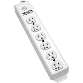 Tripp Lite Safe-IT Power Strip Hospital Medical Antimicrobial 120V 5-15R-HG 6 Outlet 15' Cord Metal, NEMA 5-15P, 6 NEMA 5-15R Hospital Grade, 15ft
