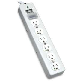 Tripp Lite Surge Protector Power Strip Medical Hospital RT Angle Plug 6 Outlet 10' Cord, 6 x NEMA 5-15R, 1800 VA, 1050 J, 120 V AC Input