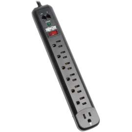 Tripp Lite Surge Protector Power Strip 120V Right Angle 7 Outlet RJ11 Black, 7 x NEMA 5-15R, 1800 VA, 1080 J, 120 V AC Input