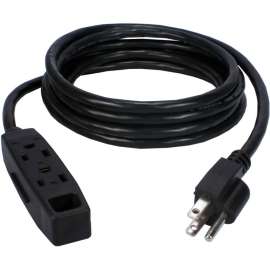QVS 3-Outlet 3-Prong 10ft Power Extension Cord, 3-prong, 3 x AC Power, 10 ft Cord, 13 A Current
