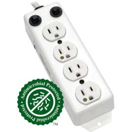 Tripp Lite Safe-IT Power Strip Medical Antimicrobial 120V 5-15R-HG 4 Outlet UL 1363A 2' Cord - NEMA 5-15P - 4 x NEMA 5-15R - 2 ft Cord - 15 A Current - 120 V AC Voltage - Rack-mountable, Desk Mountable