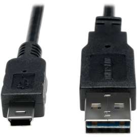 Tripp Lite 3ft USB 2.0 High Speed Converter Adapter Cable Reversible A to 5Pin Mini B M/M, (Reversible A to 5Pin Mini-B M/M) 3-ft.