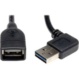 Tripp Lite 18in USB 2.0 High Speed Extension Cable Reversible Right/Left Angle A to A M/F, (Reversible Right / Left Angle A to A M/F), 18-in.h"
