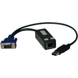 Tripp Lite USB Single Server Interface Unit Virtual Media KVM Switch HD15 USB RJ45 TAA, RJ-45/USB/VGA for KVM Switch, 1 Pack, 1 x HD-15 Male VGA, 1 x RJ-45 Female Network, 1 x Type A Male USB