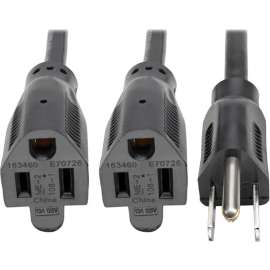 Tripp Lite 19in Power Cord Extension Y Splitter Cable 5-15P to 5-15R 13A 16AWG 18", 13A, 16AWG (NEMA 5-15P to 2x NEMA 5-15R) 18-in."
