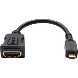 Micro HDMI to HDMI Adapter, 1920 x 1200/1080p, (Type D M/F), 6", Black