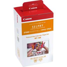 Canon RP-108 Original High Yield Thermal Transfer, Dye Sublimation Ink Cartridge/Paper Kit, 1 Pack, 108 Images