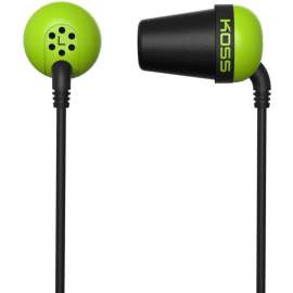 Koss Plug Earphone, Stereo, Green, Black, Mini-phone (3.5mm), Wired