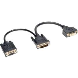 Tripp Lite, Pro Av Tripp Lite 6in DVI Digital Y Splitter Cable DVI-I M to DVI-D F and HD15 F 6", 6" DVI/VGA Video Cable for Video Device, Monitor, First End: 1 x DVI-I Digital Video, Male