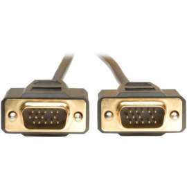 Tripp Lite 15ft VGA Monitor Gold Cable Molded Shielded HD15 M/M 15' - 15 ft VGA Video Cable for Video Device, Monitor, Computer - First End: 1 x 15-pin HD-15 - Male - Second End: 1 x 15-pin HD-15 - Male - Supports up to 2048 x 1536 - Shielding - Gol