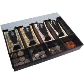 APG Cash Drawer VPK-15B-27-BX Till, 4 Bill x 4 Coin with a fixed bill and coin area, Plastic bill hold-downs, fits Vasario 1313 size cash drawers