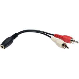Tripp Lite 6IN 3.5mm Mini Stereo to Two RCA Audio Y Splitter Adapter Cable, (3.5mm F to 2x RCA M), 6-in."