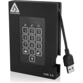 Apricorn Mass Storag Apricorn Aegis Padlock Fortress 2 TB Portable Hard Drive, 2.5" External, Black, USB 3.0, 5400rpm