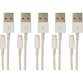 VisionTek Lightning to USB 1 Meter Cable White 5-Pack (M/M), 3.3 Ft USB lightning cable for iPhone, iPad Air, iPad Mini, iPod, Data and Power, Pack of 5 Cables