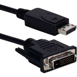 QVS 6ft DisplayPort to DVI Digital Video Cable, 6 ft DisplayPort/DVI Video Cable for Video Device, TV, Plasma, Monitor, First End: 1 x DisplayPort 1.1 Digital Audio/Video, Male, Second End: 1 x DVI Digital Video