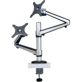 Tripp Lite Dual Display TV Monitor Desk Mount Arm Clamp Full Motion 13-27", 44 lb Load Capacity, Steel, Metal, Black"