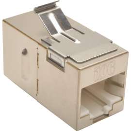 Tripp Lite Cat6a Straight-Through Modular Shielded In-Line Snap-In Coupler (RJ45 F/F) - 1 x RJ-45 Network Female - 1 x RJ-45 Network Female - Gold Contact - Silver - TAA Compliant