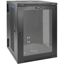 Tripp Lite 18U Wall Mount Rack Enclosure Server Cabinet w Hinged Acrylic Window, For LAN Switch, Patch Panel, 18U Rack Height x 19" Rack Width x 10.42" Rack Depth, Wall Mountable, Black Powder Coat