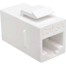 Tripp Lite Cat6a Straight-Through Modular In-Line Snap-In Coupler (RJ45 F/F), 1 x RJ-45 Network Female, 1 x RJ-45 Network Female, White, TAA Compliant