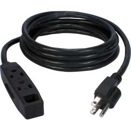 QVS 3-Outlet 3-Prong 6ft Power Extension Cord, For Computer, Electronic Equipment, 120 V AC13 A, Black, 6 ft Cord Length