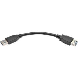 Tripp Lite 6 Inch USB 3.0 SuperSpeed Extension Cable A Male to A Female Black - USB - 640 MB/s - Extension Cable - 6" - 1 x Type A Male USB - 1 x Type A Female USB - Nickel Plated - Shielding - Black"
